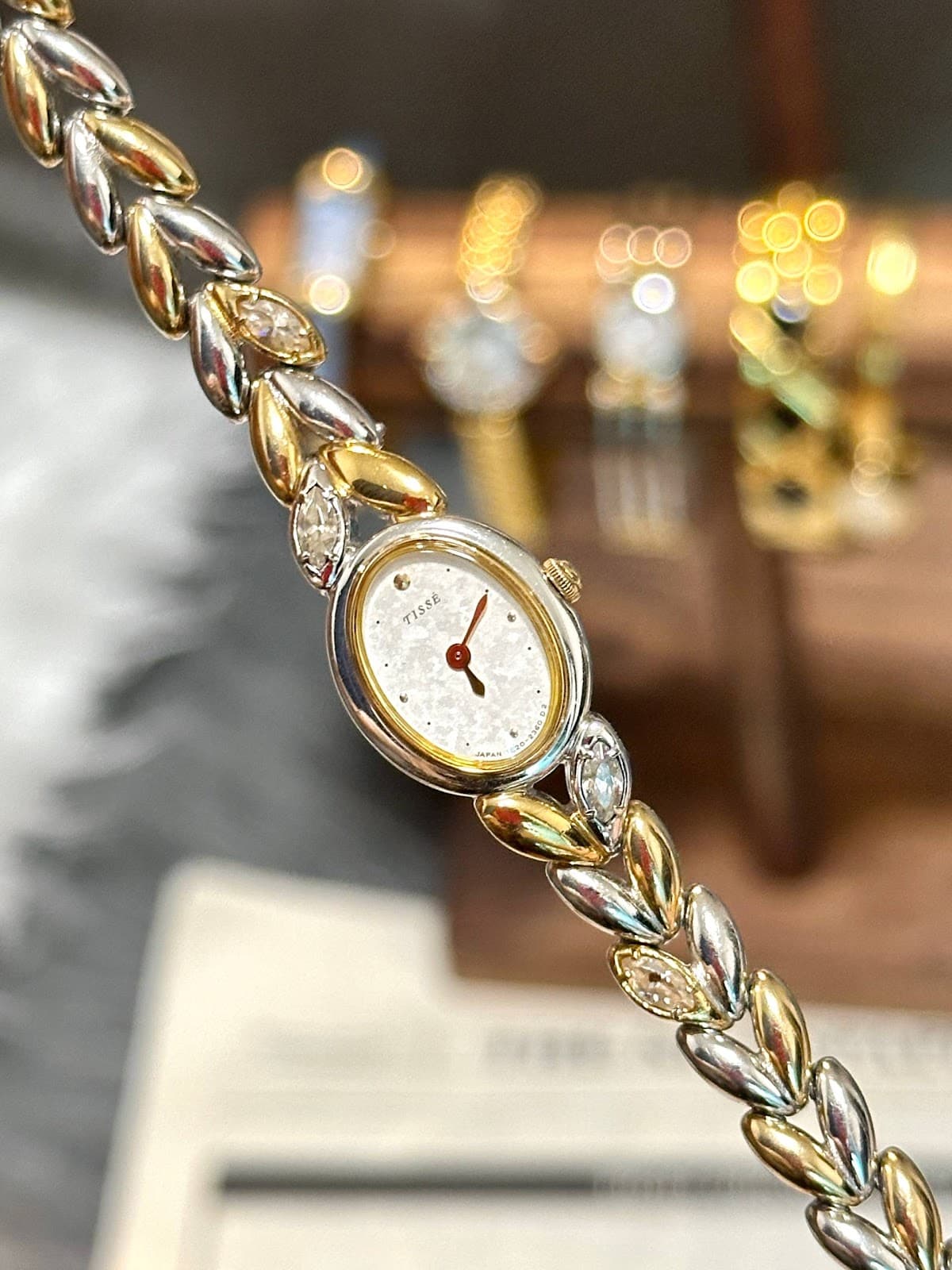 Vintage watches on a display stand